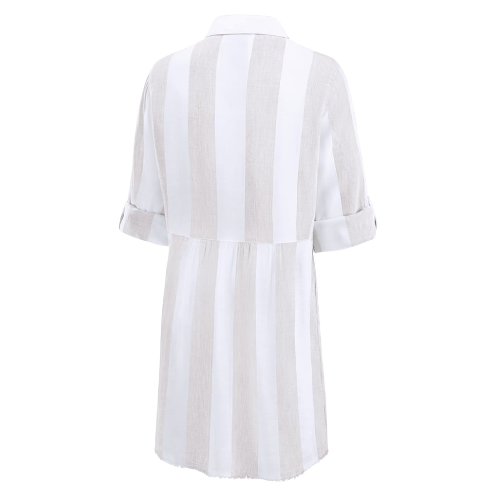  Cincinnati Bengals Tommy Bahama Women's Rugby Beach Stripe Button-Up Tunic - Khaki/White